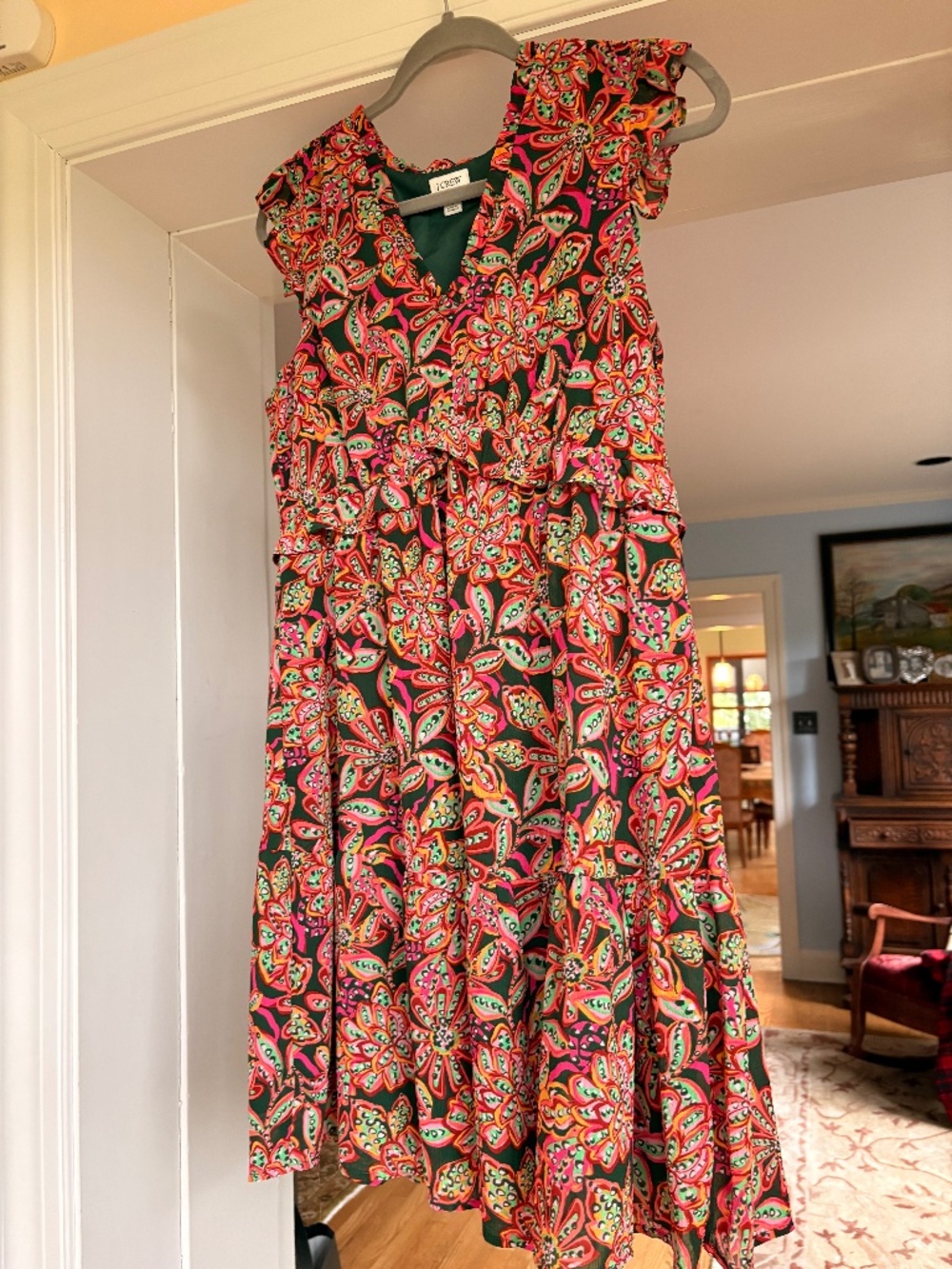 J.Crew Jcrew Floral Paisley Vneck Mini Multicolor Pink Green Sundress Dress